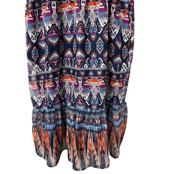 Old Navy Maxi Dress XL Aztec Southwestern Blue Boho - Picture 9 of 14